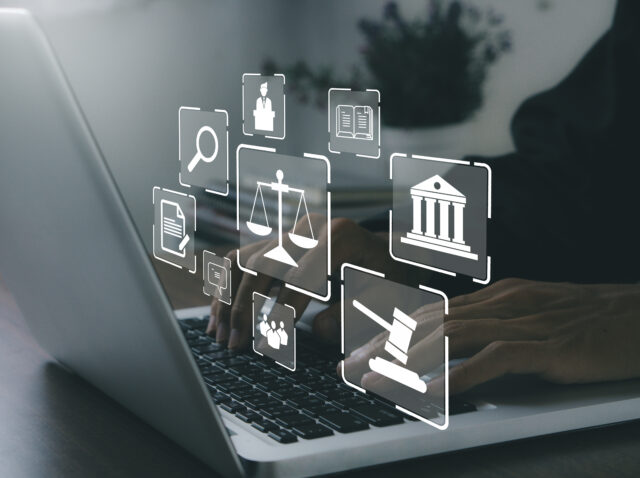 Law legal technology concept.Legal advice online,Internet law.Law and justice concept.